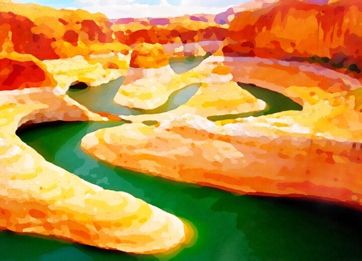 Canyon River watercolor by Dane Shakespear